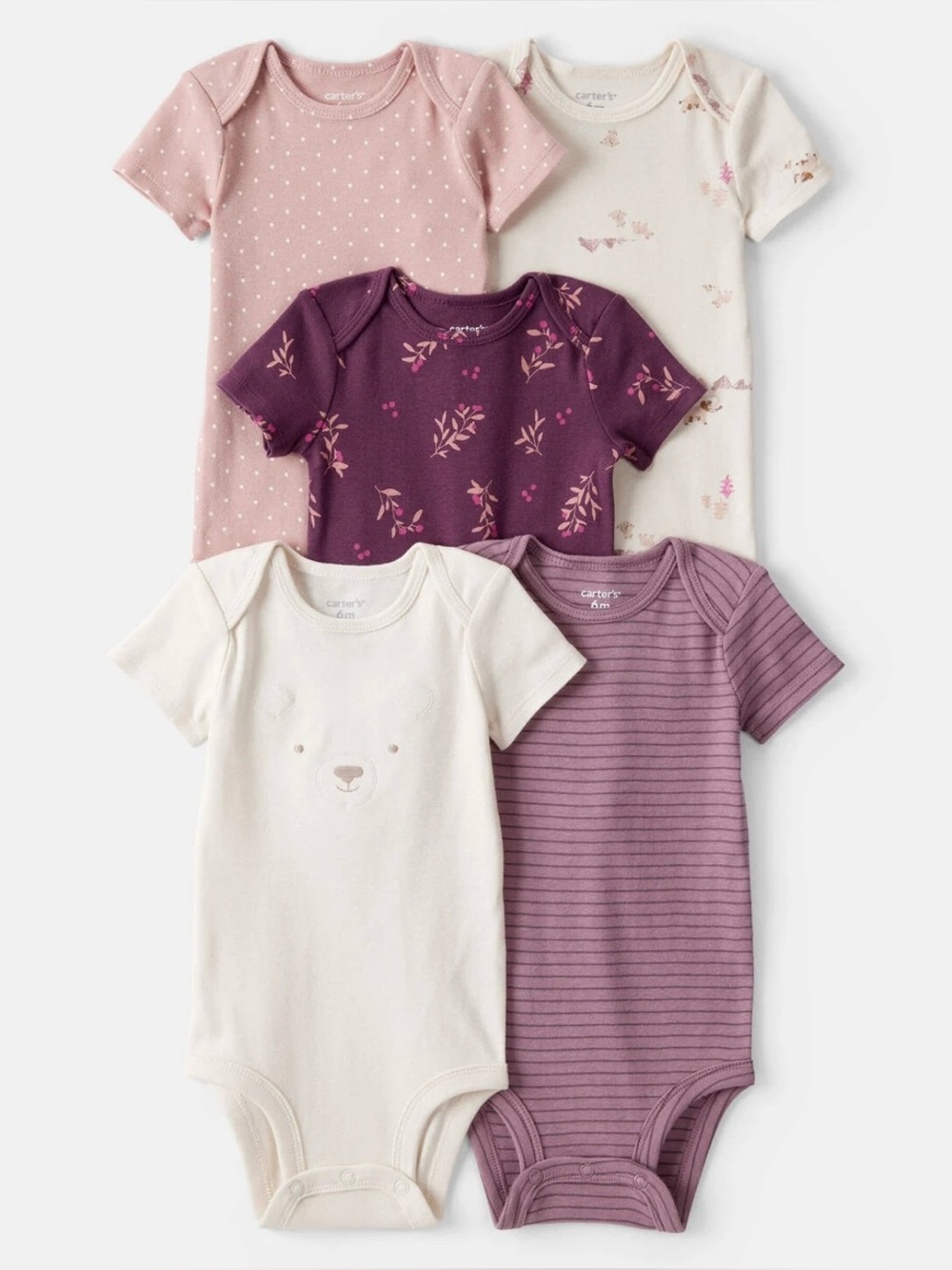 Carter’s Baby 5-Pack Bear Floral Multipack Onesies/ Bodysuits Size 3 months